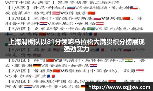 上海滑板队以81分领跑马拉松大满贯积分榜展现强劲实力