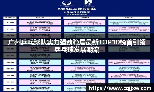 广州乒乓球队实力强劲稳居最新TOP10榜首引领乒乓球发展潮流